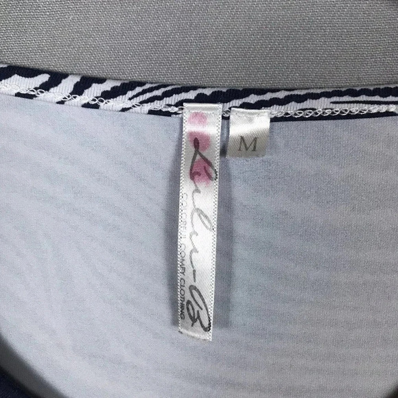 Lulu B 3/4 Sleeve Tunic Top Size Medium M UPF 50+ Nylon Stretch Navy Blue Gray - Picture 8 of 14